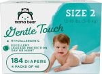 Amazon Brand - Mama Bear Gentle Touch Diapers, Hypoallergenic, Newborn, White, 120 Count (4 Pack of 30 )